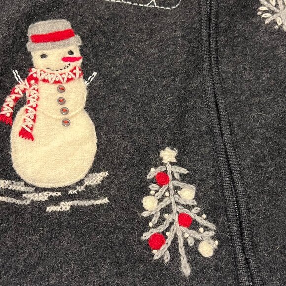 Coldwater Creek Snowman Zip Sweater Jacket, Wool, Charcoal, S - Picture 5 of 9